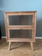 Nachtkastje met 2 lades & gouden knopjes, Ophalen, 55 tot 70 cm, Zo goed als nieuw, 45 tot 65 cm