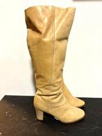 YV3132: Vintage 80s zip up boots laarzen Size: 37, Gedragen, Beige, Vintage, Ophalen of Verzenden