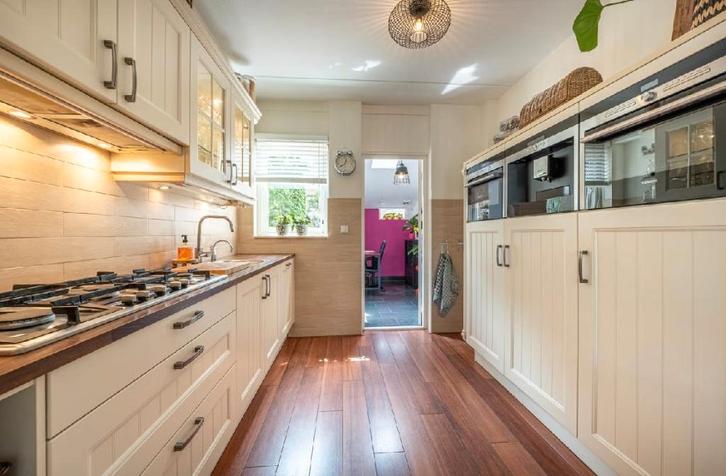 Keuken, Huis en Inrichting, Keuken | Complete keukens, Gebruikt, Dubbelwandige keuken, Crème, Hout, Ophalen