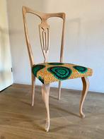 Art deco African print refurbished stoel, Huis en Inrichting, Ophalen, Hout, Vintage, Zo goed als nieuw