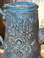 Vintage Tinnen Theepot minitiur met Bloemenreliëf, Ophalen of Verzenden