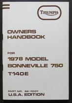 Triumph Owner's Handbook Bonneville 750 - USA edition 1978, Motoren, Handleidingen en Instructieboekjes, Triumph