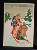 Oude wenskaart. Gelukkig Nieuwjaar, Verzenden, 1940 tot 1960, Ongelopen, Feest(dag)