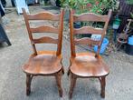 4 eiken stoelen, Huis en Inrichting, Stoelen, Ophalen, Gebruikt, Twee, Bruin