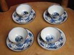 4 wit blauw kop en schotels Chinees Japans, Verzenden
