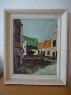 Stadsgezicht - P. Schrey schilderij 32x38 cm, Antiek en Kunst, Ophalen of Verzenden