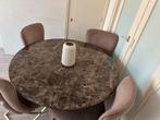 Marmer tafelset met 4 stoelen, Huis en Inrichting, Tafels | Salontafels, Gebruikt, 200 cm of meer, Minder dan 50 cm, Rechthoekig