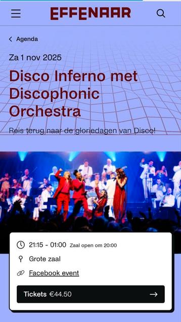 Disco Inferno met Discophonic Orchestra 6 kaartjes beschikbaar voor biedingen