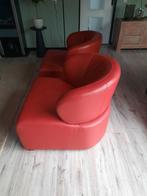 Ronde moderne leren fauteuils, Huis en Inrichting, Fauteuils, Ophalen, Gebruikt, Leer, 50 tot 75 cm