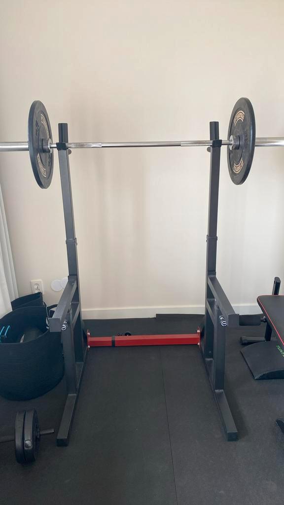 Bankdrukset/Squatrek exclusief stang, Sport en Fitness, Fitnessmaterialen, Zo goed als nieuw, Overige typen, Ophalen