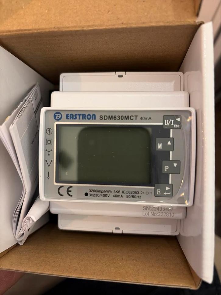 Eastron 3-fase kWh-meter MID gecertificeerd SDM630MCT, Doe-het-zelf en Verbouw, Elektra en Kabels, Nieuw, Overige typen, Ophalen of Verzenden