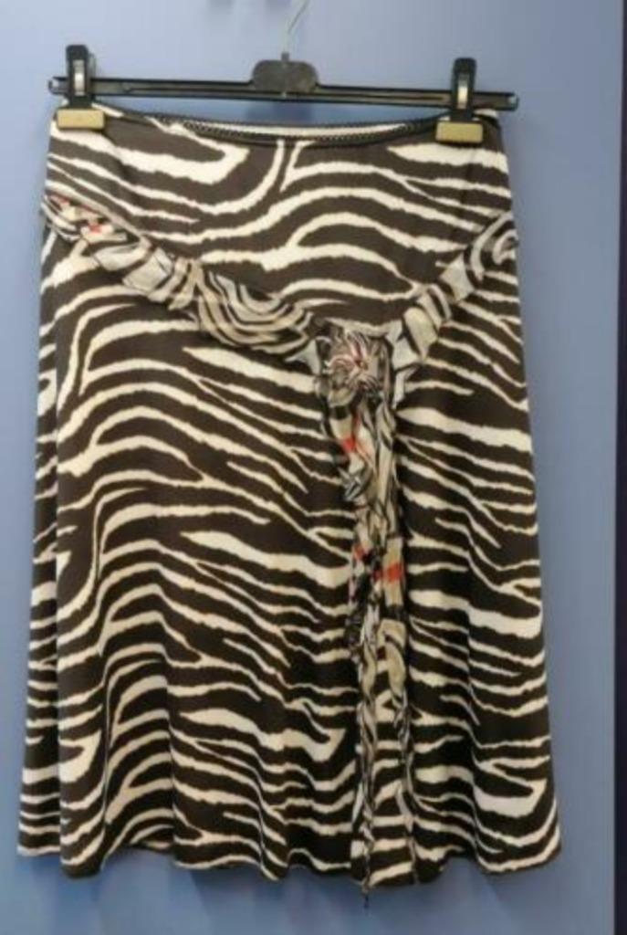 Ambiente rok bruin / creme zebra print mt 38 - 40 nr 36551, Kleding | Dames, Rokken, Zo goed als nieuw, Maat 38/40 (M), Bruin