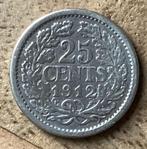 25 cent 1912 Wilhelmina, Postzegels en Munten, Munten | Nederland, Ophalen, Zilver, 25 cent, Koningin Wilhelmina