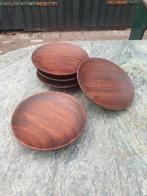 Massieve teak houten schaaltjes schoteltjes onderzetters, Ophalen of Verzenden, Zo goed als nieuw, Rond, Hout