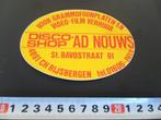 sticker rijsbergen disco shop AD NOUWS grammofoonplaten, Verzamelen, Ophalen, Zo goed als nieuw