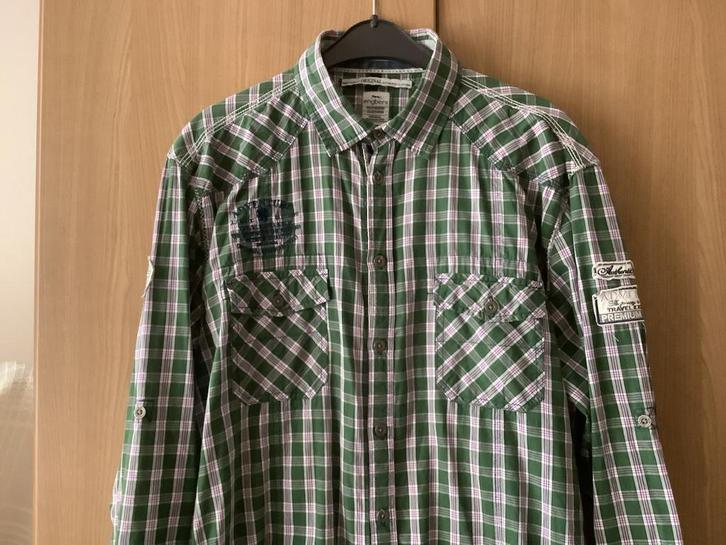 Overhemd L Ruit Katoen met Borstzak, Kleding | Heren, Overhemden, Nieuw, Halswijdte 41/42 (L), Groen, Verzenden