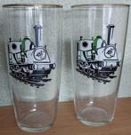 2 Stuks Bierglazen met "Bello" stoomlocomotief opdruk, Ophalen of Verzenden, Zo goed als nieuw, Bierglas