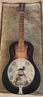 National Resophonic wood-body round neck resonator, Ophalen of Verzenden, Gebruikt, Resonator- of Dobrogitaar, Met koffer