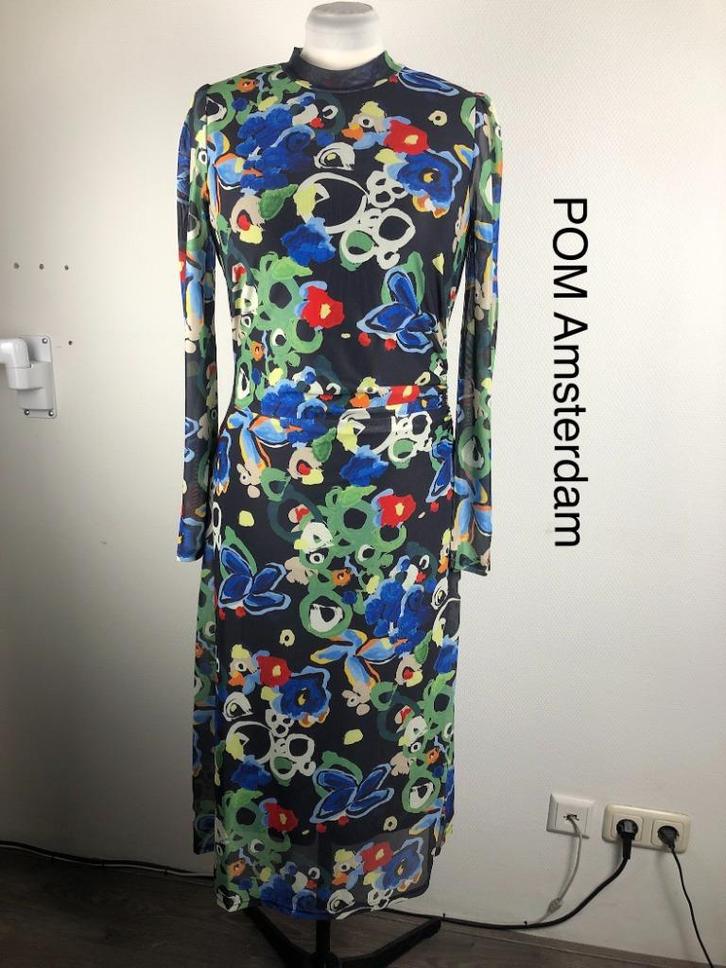 POM Amsterdam Jurk  (mt: 42) Nieuw KR/8629, Kleding | Dames, Jurken, Nieuw, Maat 42/44 (L), Blauw, Onder de knie, Ophalen of Verzenden