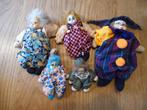 5 clowntjes met porseleinen hoofdjes 1x10 1x14 2x18 1x23 cm, Ophalen of Verzenden, Zo goed als nieuw, Fantasy