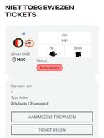Feyenoord - PSV 1x vak HH, Tickets en Kaartjes, Sport | Voetbal, Losse kaart, Eén persoon, Oktober