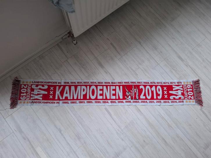 Ajax Kampioen Sjaal 34x - Seizoen 2019, Verzamelen, Sportartikelen en Voetbal, Nieuw, Vaantje of Sjaal, Ajax, Ophalen of Verzenden