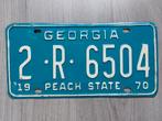 Kentekenplaat 1970 Georgia USA Nummerplaat Nummerbord, Verzamelen, Ophalen of Verzenden, Gebruikt, Auto's