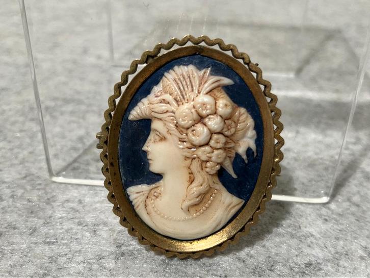 Edwardiaanse camee broche ca. 1900 klassiek profiel, Sieraden, Tassen en Uiterlijk, Broches, Gebruikt, Overige materialen, Overige kleuren
