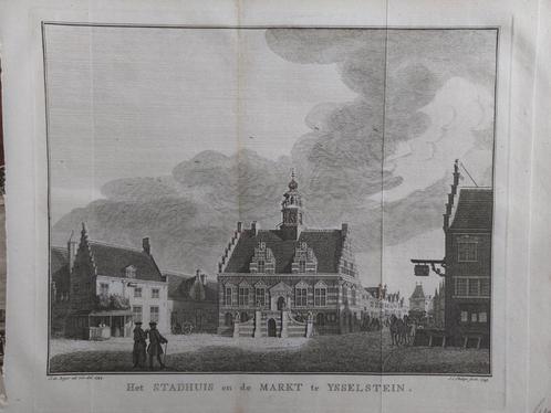 27 / Stadhuis en markt Ysselstein - IJsselstein J.C. Philips, Antiek en Kunst, Kunst | Etsen en Gravures, Ophalen of Verzenden