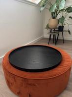WOOOD poef (80cm) en bijpassend WOOOD dienblad (60cm), Ophalen, Gebruikt, Rond, 75 tot 100 cm