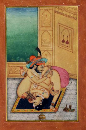 Indiase School erotisch miniatuur schilderij aquarel India beschikbaar voor biedingen