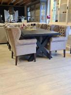 *VOORRAAD* 6 Landelijke Eetkamerstoelen Roman Tempo Taupe, Landelijke eetkamerstoelen roman capiton stof tempo taupe, Nieuw, Ophalen of Verzenden
