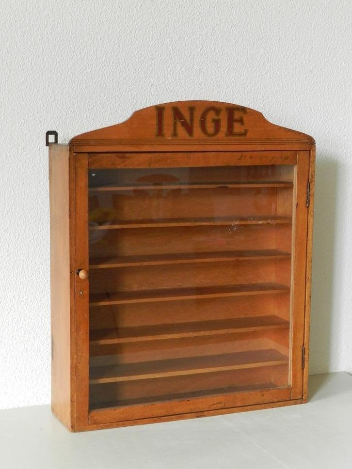 Antiek vitrine kastje reclamekastje INGE, Antiek en Kunst, Curiosa en Brocante, Ophalen