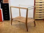 Mid-century design Serveerwagen , Hout, glas en messing., Ophalen, N.A, 50 tot 100 cm, N.A