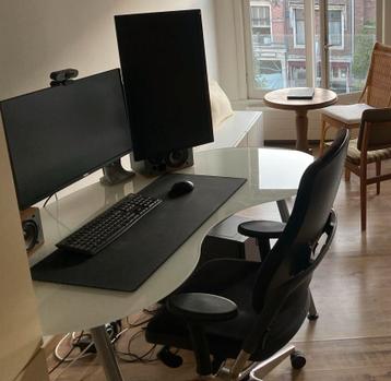 IKEA Galant bureau met glazen blad - afbeelding 1