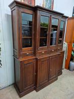 Koloniale teakhouten vitrinekast, servieskast, buffetkast, Huis en Inrichting, Kasten | Buffetkasten, Ophalen of Verzenden, 25 tot 50 cm