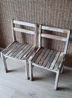 Set oude kleine houten stoeltjes wit brocante, Ophalen of Verzenden