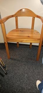Houten stoel met armleuningen, Huis en Inrichting, Stoelen, Ophalen, Gebruikt, Bruin, Landelijk