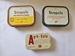 2x Strepsils blikjes en 1x Agre-Gola blikje, Ophalen of Verzenden, Gebruikt, Overige, Overige merken