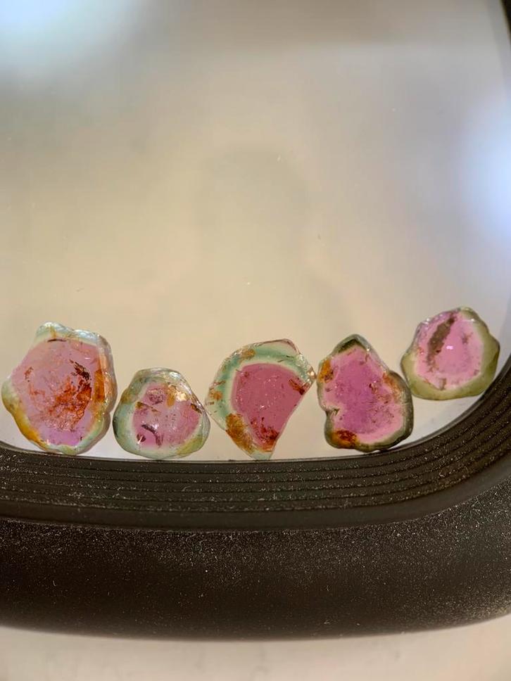 Watermeloen toermalijn schijfjes plakjes, Sieraden, Tassen en Uiterlijk, Edelstenen, Nieuw, Verzenden