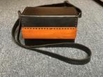 Vintage leren handtas met hout, Ophalen of Verzenden, Zwart, Handtas
