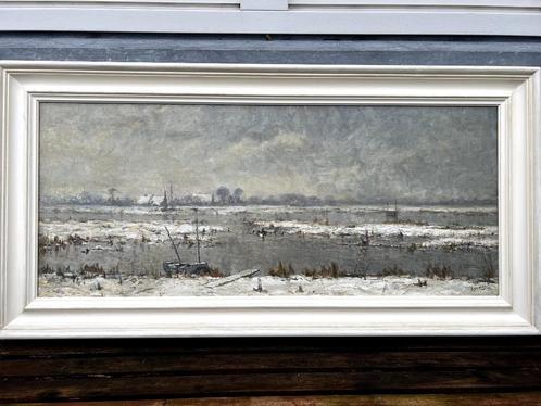 Martinus Kramer (1860-1918), Winter in Overschie, Antiek en Kunst, Kunst | Schilderijen | Klassiek, Ophalen of Verzenden