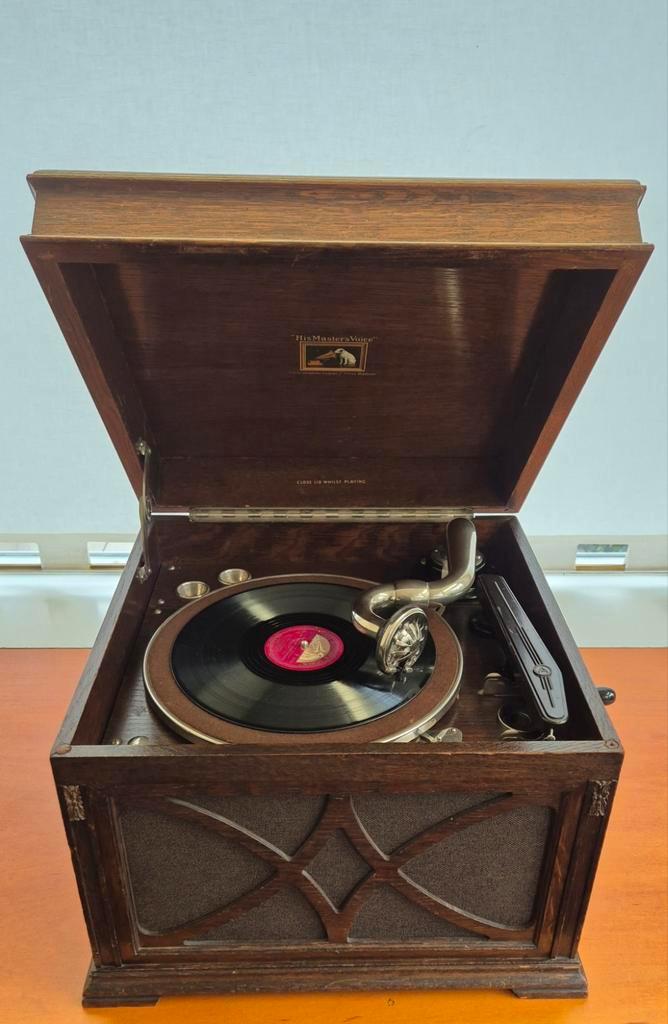 Antieke His Master's Voice Platenspeler, Audio, Tv en Foto, Platenspelers, Gebruikt, Platenspeler, Overige merken, Ophalen