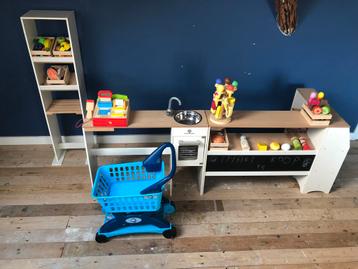 Keuken / Winkel - complete set met kassa en producten - hout beschikbaar voor biedingen