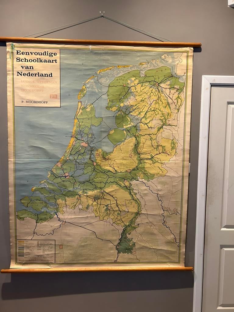 Oude Schoolkaart van Nederland, Ophalen of Verzenden, Aardrijkskunde