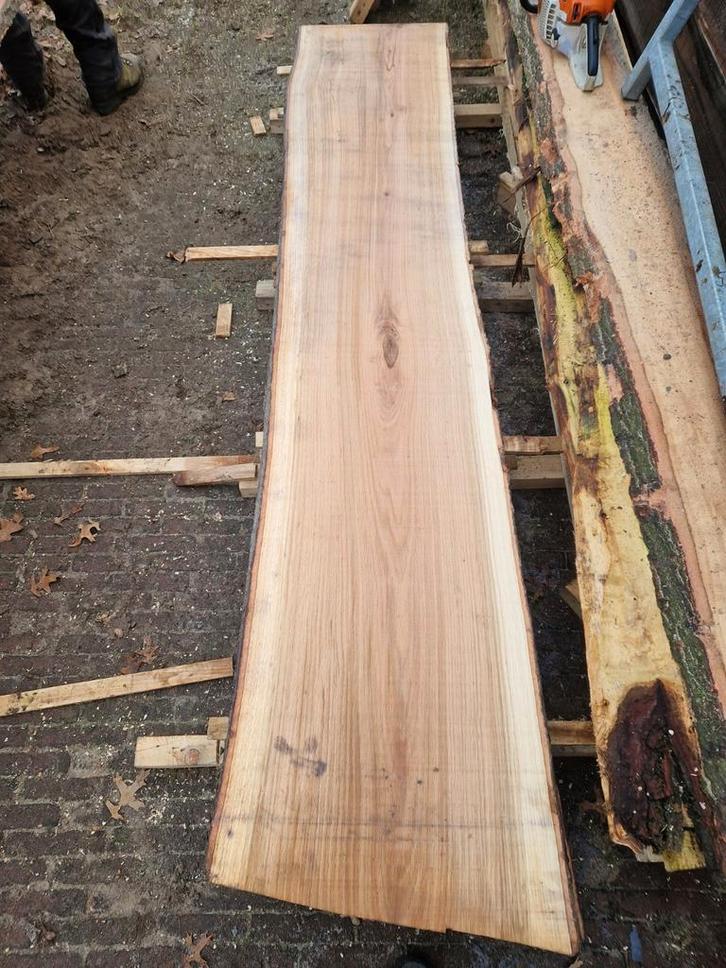 Massieve eiken plank - 210x49x7 cm - Vers gezaagd, Tuin en Terras, Palen, Balken en Planken, Nieuw, Planken, 180 tot 250 cm, Hardhout