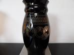 Art Deco grote Doyen Vaas Incrusta, zwart opaline glas