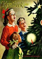 Kersttafereel uit 1955 in mooie zwarte lijst, Ophalen of Verzenden, Gebruikt