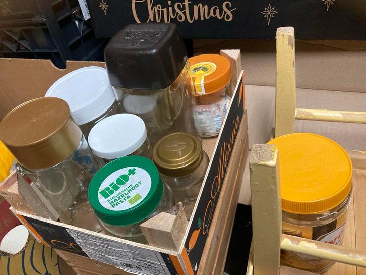 Leuke potten met plastic draaideksel, koffie , pindakaas, Huis en Inrichting, Keuken | Keukenbenodigdheden, Gebruikt, Ophalen of Verzenden