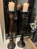 2 stuks Kandelaren van hout, Ophalen, Keramiek of Aardewerk